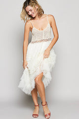 Crochet and Tulle Ruffle Dress
