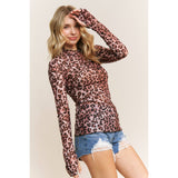 Animal Print Mesh Top