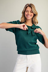 Ribbon Short Sleeve Sweater
