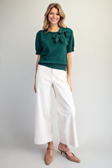 Ribbon Short Sleeve Sweater
