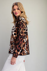 Leopard Mock Neck Knit Sweater