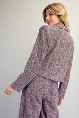 Scalloped Tweed Button Down Jacket