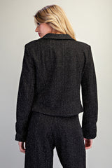 Scalloped Tweed Button Down Jacket