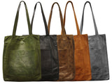 Margie Handcrafted Leather Tote Bag: Dark Grey