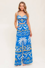 Blue Woven Crop Top and Pant Set