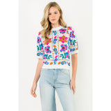 Short Sleeve Flower Knit Top