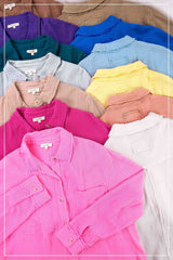 SRT7448-Crinkled Gauze Button Down Shirt 4th of july: White / M