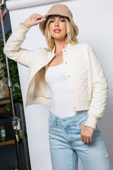 Dry Nylon Diamond Quilted Bomber Jacket