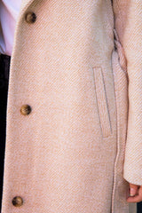 Cream Long Overcoat With Tie Belt