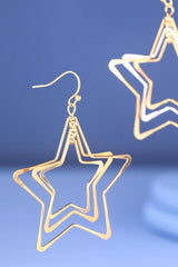 Triple Open-Stars Drop Earrings: MU-Gold/Silver / 2 / OS