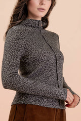 Grey Leopard Knit Top