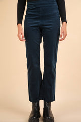 Teal Velvet Boot Cut Pants with Back Pockets