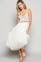 Crochet and Tulle Ruffle Dress