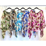 "GEO" Printed Silk Blouse: Blue