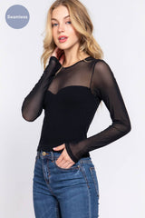 Mesh Seamless Sweetheart Top