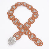Faux Leather Oval Shape Vintage Belt: BK