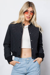 Dry Nylon Diamond Quilted Bomber Jacket