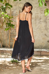 Viscose Woven Hi-Low Slip Dress 4021-MAD : Black / L