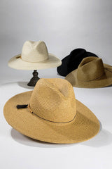 Duo-Tone Panama Hat with Wood Beads: BROWN / 2 / ONE SIZE (OS)
