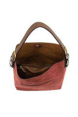 Hobo Handle Rich Faux Suede Handbag: L8235-20 Rust