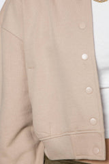 Taupe Fleece Bomber Jacket