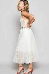 Crochet and Tulle Ruffle Dress