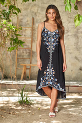 Viscose Woven Hi-Low Slip Dress 4021-MAD : Black / M
