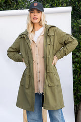 Anorak Hooded Windbreaker in Olive