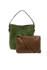 Hobo Handle Rich Faux Suede Handbag: L8235-20 Rust