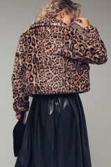Cropped Faux Fur Leopard Jacket