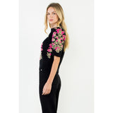 Short Sleeve Floral Sweater