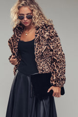 Cropped Faux Fur Leopard Jacket
