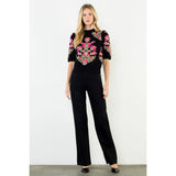 Short Sleeve Floral Sweater