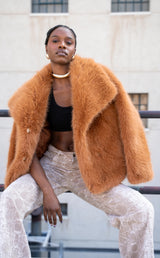 Regina Tan Faux Fur Coat