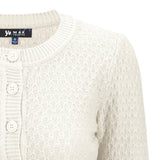 3/4 Sleeve Crewneck Knit Cropped Cardigan Sweater