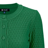 3/4 Sleeve Crewneck Knit Cropped Cardigan Sweater