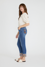 Floral Swirl Crop Jeans