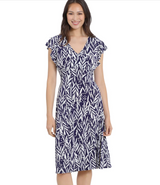 Ruffle Sleeve V-Neck Midi Dress