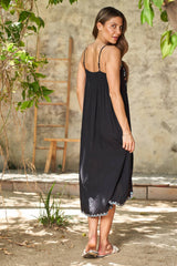 Viscose Woven Hi-Low Slip Dress 4021-MAD : Black / M