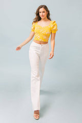 A jacquard sweater knit top -JSW2754: GREEN/IVORY / MEDIUM