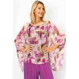 "GEO" Printed Silk Blouse: Blue