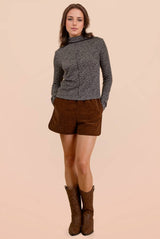 Grey Leopard Knit Top