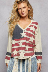 Vintage Wash American Flag Patch Top