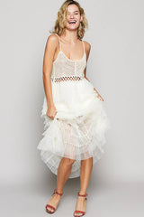 Crochet and Tulle Ruffle Dress