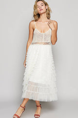 Crochet and Tulle Ruffle Dress