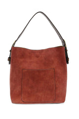 Hobo Handle Rich Faux Suede Handbag: L8235-20 Rust