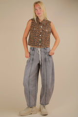 Leopard Denim Vest