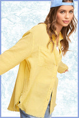SRT7448-Crinkled Gauze Button Down Shirt 4th of july: White / L