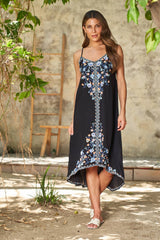 Viscose Woven Hi-Low Slip Dress 4021-MAD : Black / L