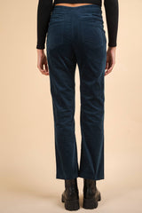 Teal Velvet Boot Cut Pants with Back Pockets